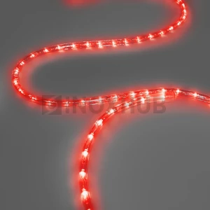 Дюралайт INOXHUB двухжильный 13 мм, круглый, бухта 100м, шаг резки 50см, 36 светодиодов на метр, фиксинг, 24В, IP65, КРАСНЫЙ фото Иноксхаб