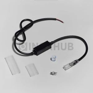 Комплект подключения (5 составляющих) для дюралайта INH-L01-DL-2WH-100-240, с блоком питания 1А без вилки, до 50 метров, ЧЁРНЫЙ провод фото Иноксхаб