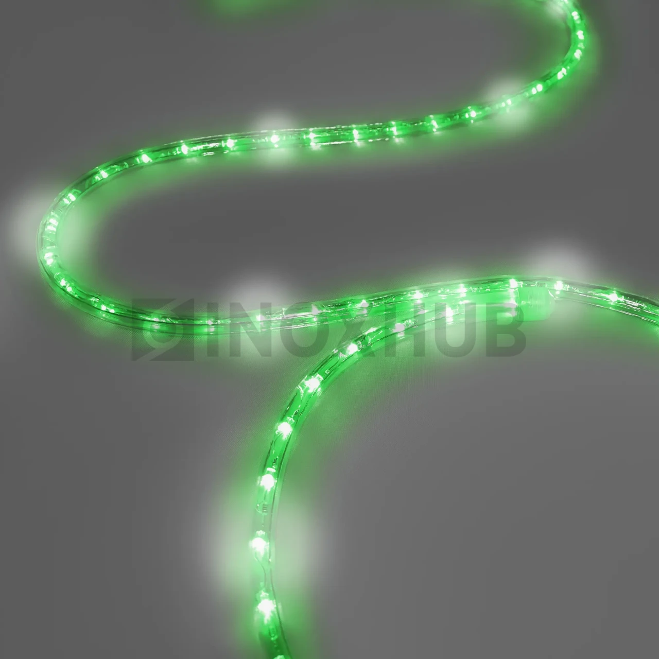 Дюралайт INOXHUB двухжильный 13 мм, круглый, бухта 100м, шаг резки 1м, 36 светодиодов на метр, мерцающий, 220В, IP65, ЗЕЛЕНЫЙ фото Иноксхаб