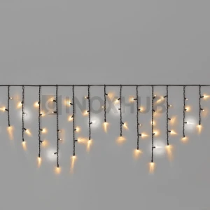 Гирлянда Бахрома INOXHUB 3×0.6м, мерцающая с конденсатором, 108 LED, 220В, IP65, чёрная резина 3.3мм, ТЁПЛАЯ БЕЛАЯ фото Иноксхаб