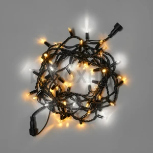 Светодиодная гирлянда INOXHUB Нить 10м, 100 LED, соединяемая, с мерцанием, 24В, IP65, черный резиновый провод 2.3мм, ТЁПЛАЯ БЕЛАЯ фото Иноксхаб