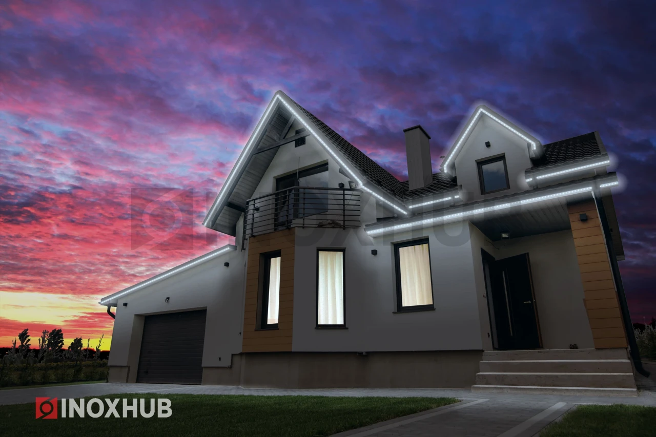 Дюралайт INOXHUB двухжильный 13 мм, круглый, бухта 100м, шаг резки 1м, 36 светодиодов на метр, фиксинг, 220В, IP65, БЕЛЫЙ фото Иноксхаб