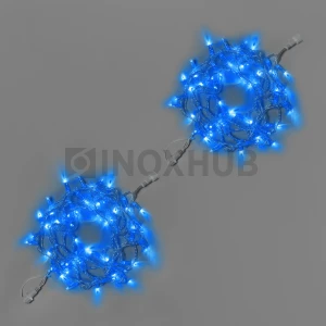 Светодиодная гирлянда INOXHUB Нить 10м, 100 LED, соединяемая, 220В, IP65, прозрачный провод, СИНЯЯ фото Иноксхаб