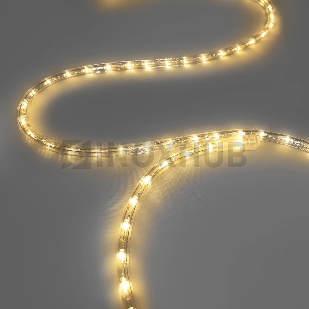 Дюралайт INOXHUB двухжильный 13 мм, круглый, бухта 100м, шаг резки 1м, 36 светодиодов на метр, фиксинг, 220В, IP65, ТЁПЛЫЙ БЕЛЫЙ фото Иноксхаб