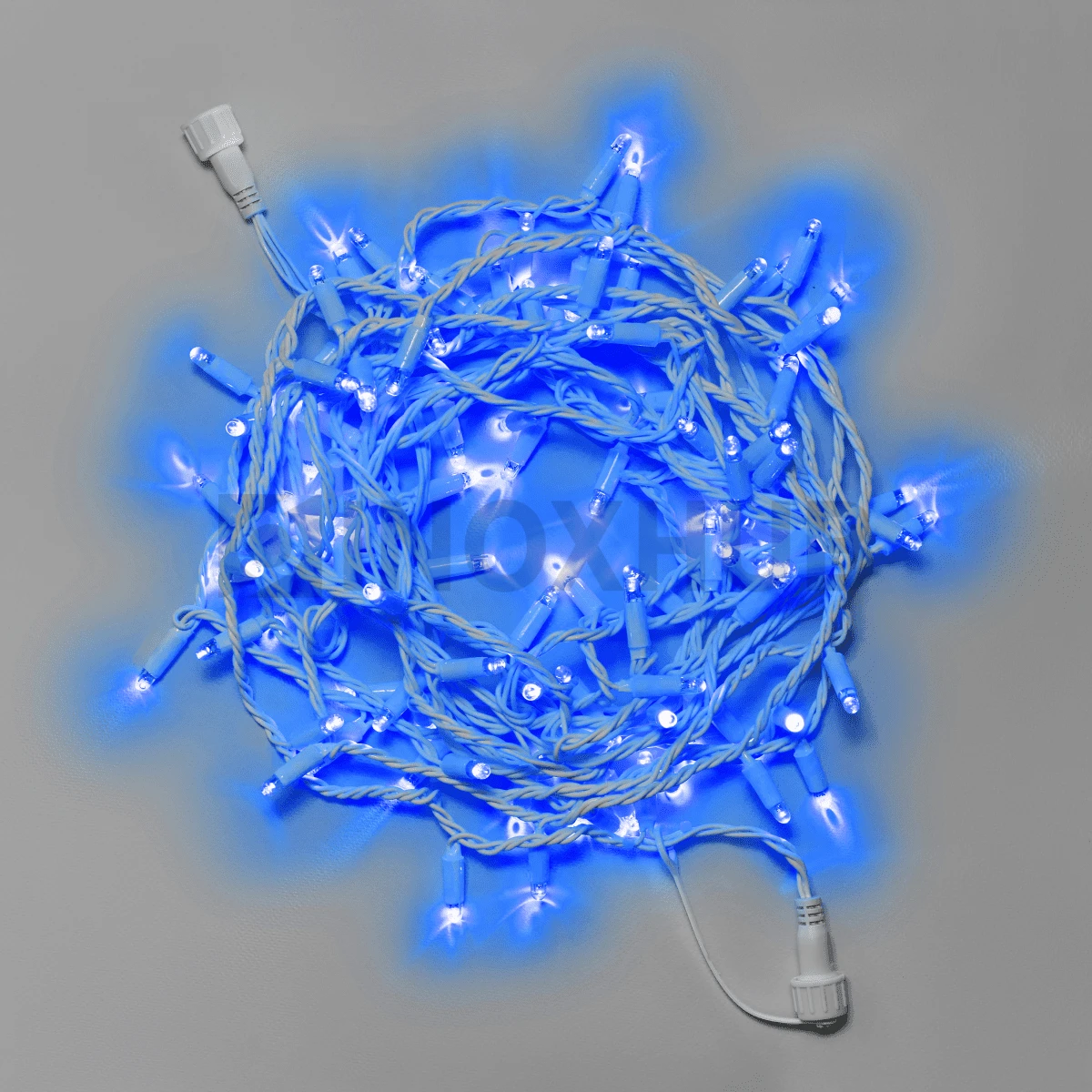Светодиодная гирлянда INOXHUB Нить 10м, 100 LED, соединяемая, 220В, IP65, белый резиновый провод 3.3мм, СИНЯЯ фото Иноксхаб