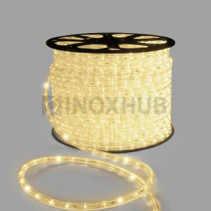 Дюралайт INOXHUB двухжильный 13 мм, круглый, бухта 100м, шаг резки 1м, 36 светодиодов на метр, мерцающий, 220В, IP65, ТЕПЛЫЙ БЕЛЫЙ фото Иноксхаб