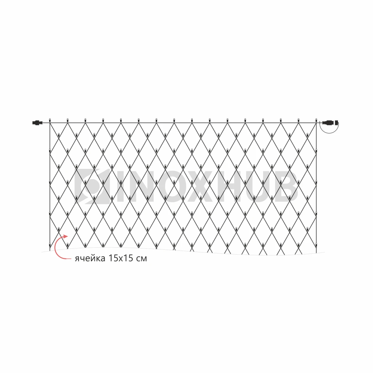 Гирлянда Сетка INOXHUB 2×3м, 388 LED, 220В, IP65, соединяемая, прозрачный провод, ТЁПЛАЯ БЕЛАЯ фото Иноксхаб