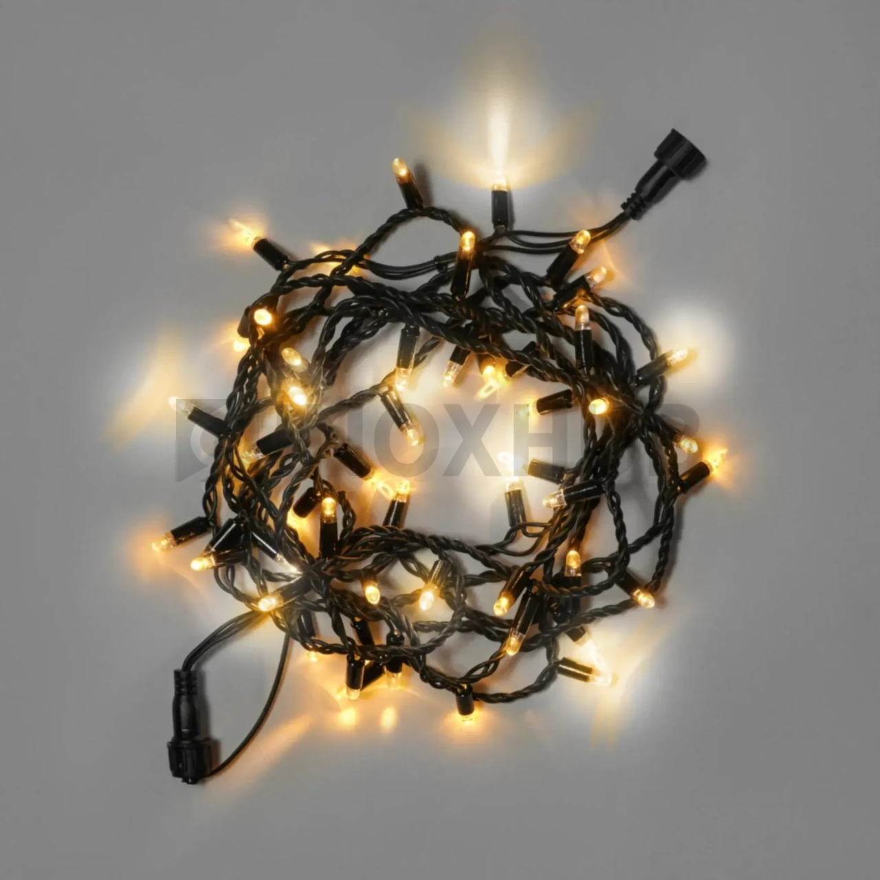 Светодиодная гирлянда INOXHUB Нить 10м, 100 LED, соединяемая, с теплым белым мерцанием, 220В, IP65, черный резиновый провод 2.3мм, ТЁПЛАЯ БЕЛАЯ фото Иноксхаб