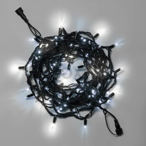 Светодиодная гирлянда INOXHUB Нить 10м, 100 LED, соединяемая, с мерцанием, 24В, IP65, чёрный резиновый провод 3.3мм, БЕЛАЯ фото Иноксхаб
