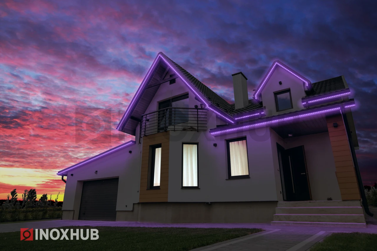 Дюралайт INOXHUB двухжильный 13 мм, круглый, бухта 100м, шаг резки 50см, 36 светодиодов на метр, фиксинг, 24В, IP65, ФИОЛЕТОВЫЙ фото Иноксхаб