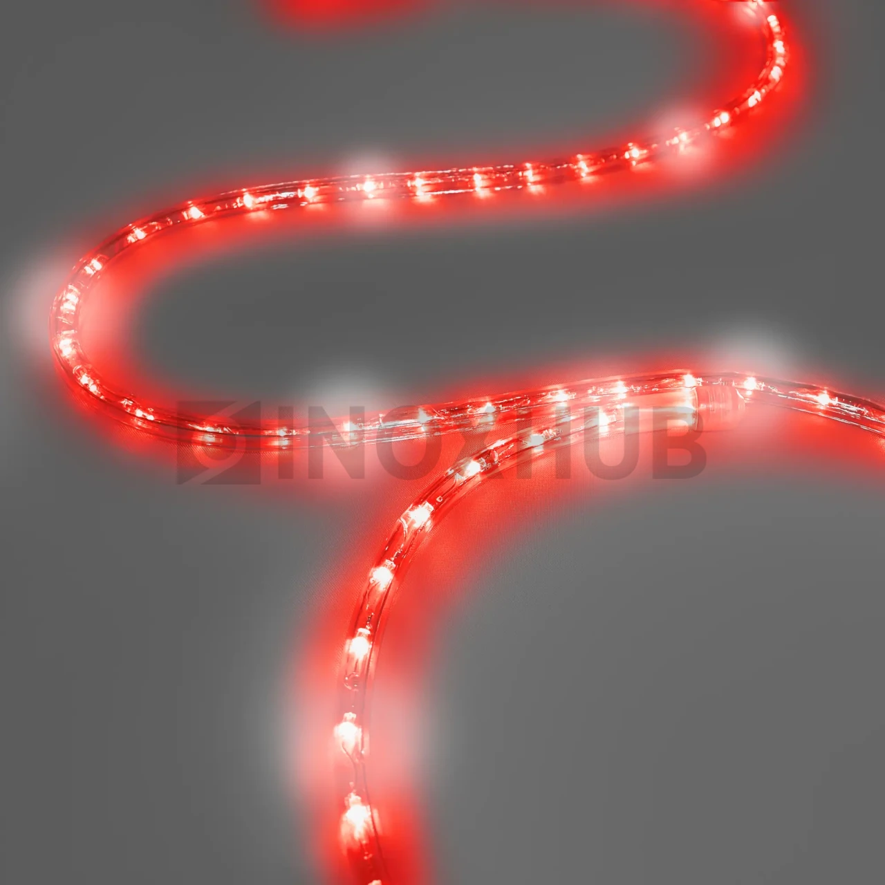 Дюралайт INOXHUB двухжильный 13 мм, круглый, бухта 100м, шаг резки 1м, 36 светодиодов на метр, мерцающий, 220В, IP65, КРАСНЫЙ фото Иноксхаб