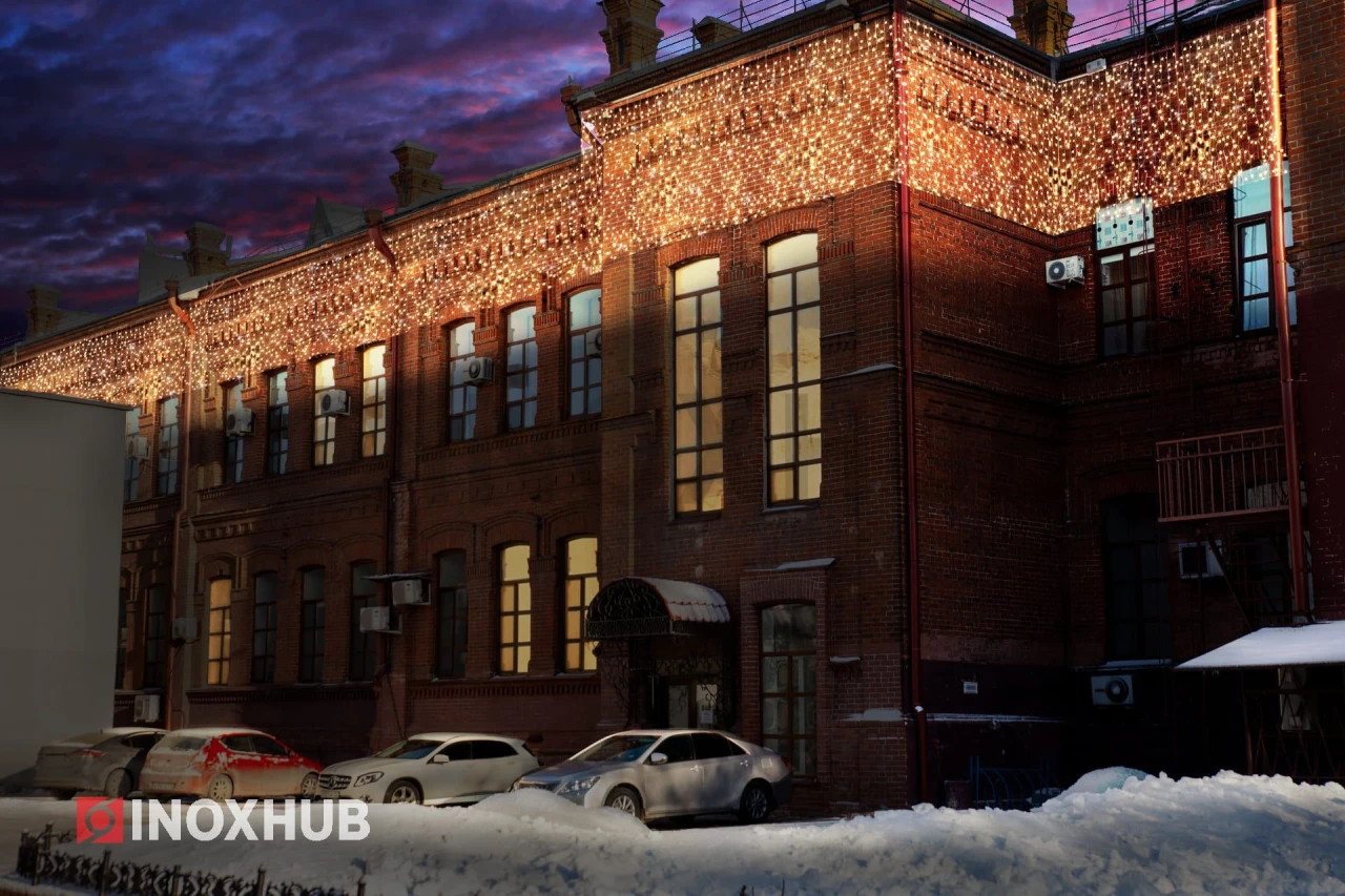 Гирлянда Занавес INOXHUB 2×1.5м Облегчённый, 300 LED, 220В, IP65, прозрачный провод, ТЁПЛЫЙ БЕЛЫЙ фото Иноксхаб