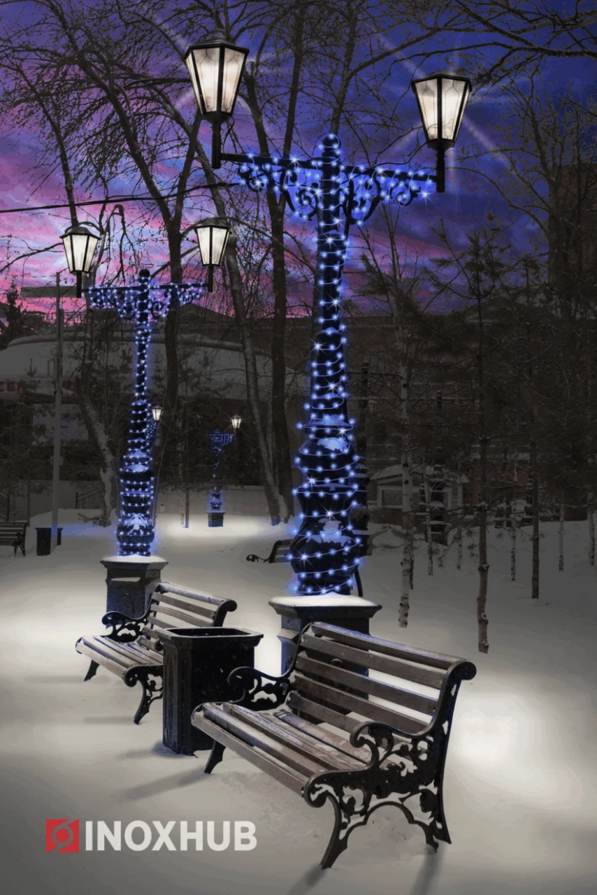 Светодиодная гирлянда INOXHUB Нить 10м, 100 LED, соединяемая, с мерцанием, 24В, IP65, белый резиновый провод 2.3мм, СИНЯЯ фото Иноксхаб