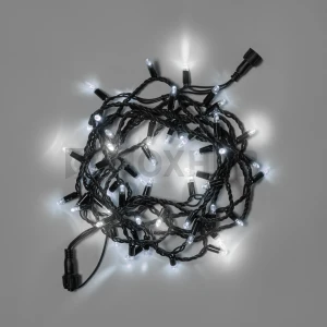 Светодиодная гирлянда INOXHUB Нить 10м, 100 LED, соединяемая, с мерцанием, 24В, IP65, черный резиновый провод 2.3мм, БЕЛАЯ фото Иноксхаб