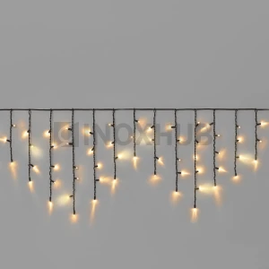 Гирлянда Бахрома INOXHUB 3×0.6м, мерцающая теплым белым, 108 LED, 220В, IP65, чёрная резина 3.3мм, ТЁПЛАЯ БЕЛАЯ фото Иноксхаб
