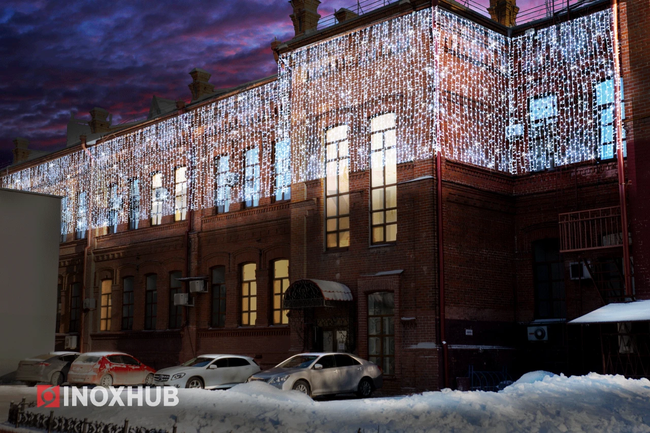 Гирлянда Занавес INOXHUB 2×3м, мерцающий, 600 LED, 220В, IP65, белая резина 2.3мм, БЕЛЫЙ фото Иноксхаб