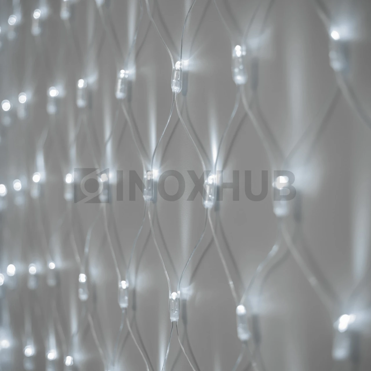 Гирлянда Сетка INOXHUB 2×3м, 388 LED, 220В, IP65, соединяемая, прозрачный провод, БЕЛАЯ фото Иноксхаб