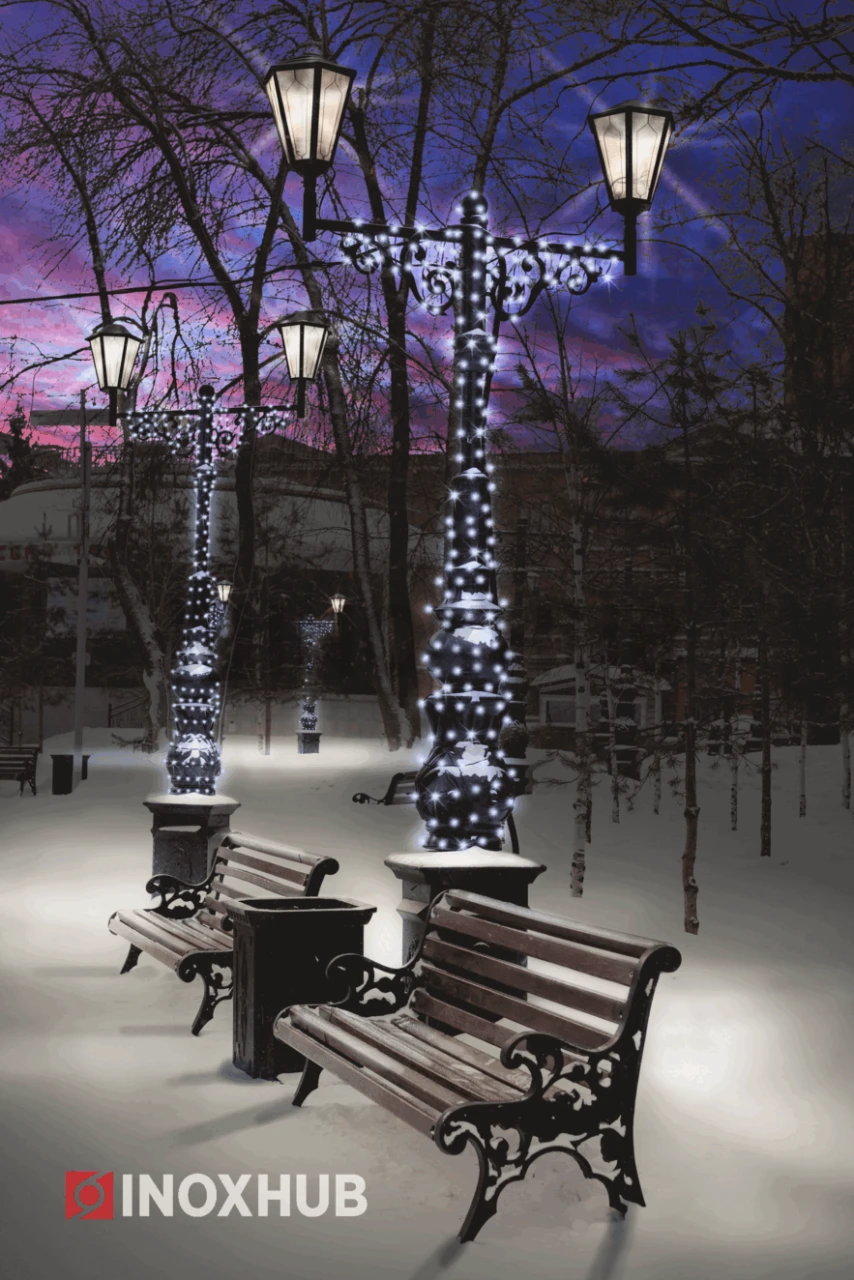 Светодиодная гирлянда INOXHUB Нить 10м, 100 LED, соединяемая, с мерцанием, 24В, IP65, черный резиновый провод 2.3мм, БЕЛАЯ фото Иноксхаб