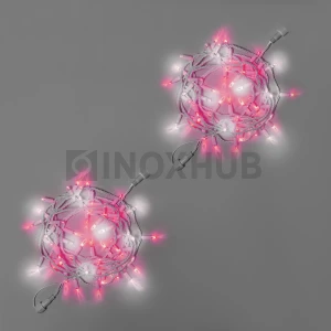 Светодиодная гирлянда INOXHUB Нить 10м, 100 LED, соединяемая, с мерцанием, 220В, IP65, белый резиновый провод 2.3мм, РОЗОВАЯ фото Иноксхаб