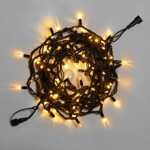 Светодиодная гирлянда INOXHUB Нить 10м, 100 LED, соединяемая, 24В, IP65, чёрный резиновый провод 3.3мм, ТЁПЛАЯ БЕЛАЯ фото Иноксхаб