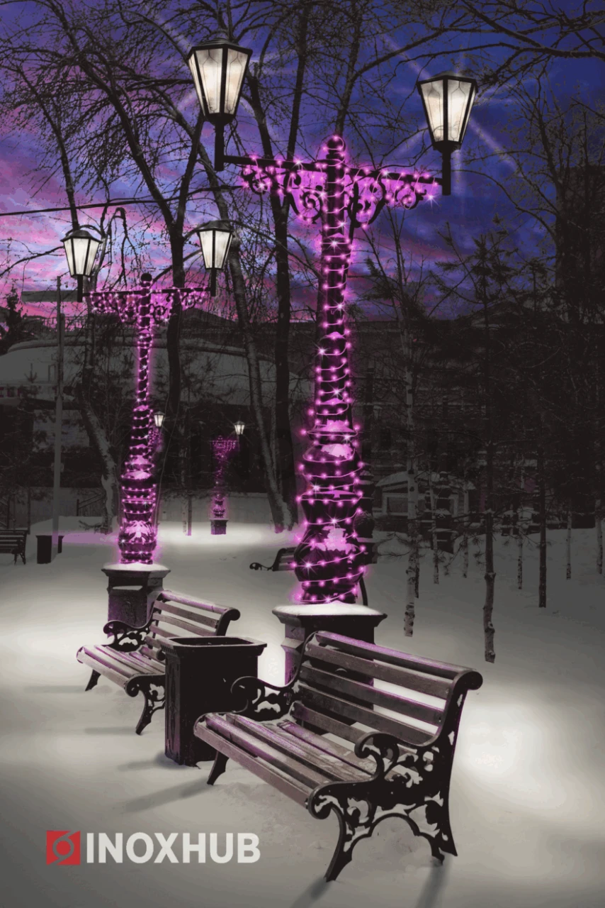 Светодиодная гирлянда INOXHUB Нить 10м, 100 LED, соединяемая, с мерцанием, 24В, IP65, белый резиновый провод 2.3мм, РОЗОВАЯ фото Иноксхаб