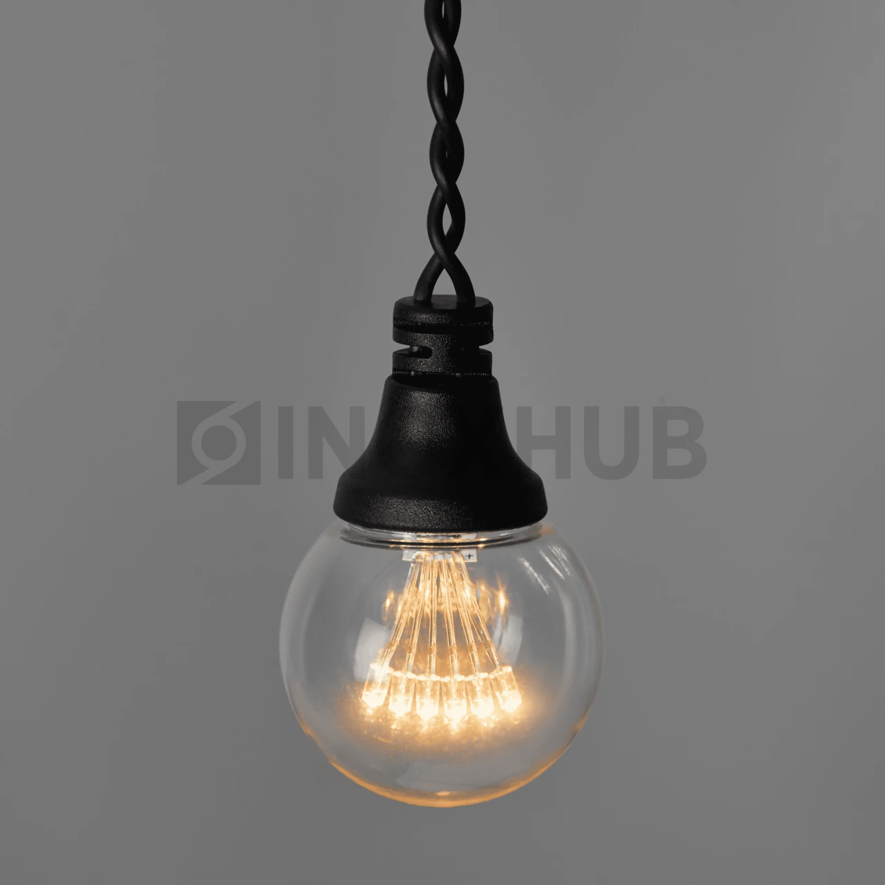 Гирлянда Стрит-Лофт INOXHUB 5м, 20 ламп, 220В, IP65, чёрная резина 2.3мм, ТЁПЛЫЙ БЕЛЫЙ фото Иноксхаб