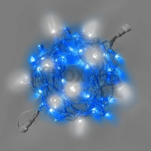 Светодиодная гирлянда INOXHUB Нить 10м, 100 LED, соединяемая, с мерцанием, 24В, IP65, прозрачный провод, СИНЯЯ фото Иноксхаб