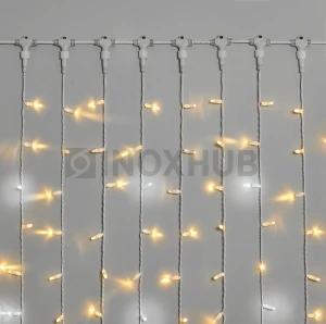 Гирлянда Занавес INOXHUB 2×6м, мерцающий, 1000 LED, 220В, IP65, белая резина 2.3мм, ТЕПЛЫЙ БЕЛЫЙ фото Иноксхаб