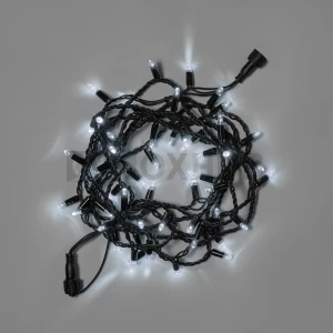 Светодиодная гирлянда INOXHUB Нить 10м, 100 LED, соединяемая, 24В, IP65, черный резиновый провод 2.3мм, БЕЛАЯ фото Иноксхаб