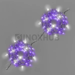 Светодиодная гирлянда INOXHUB Нить 10м, 100 LED, соединяемая, с мерцанием, 220В, IP65, прозрачный провод, ФИОЛЕТОВАЯ фото Иноксхаб