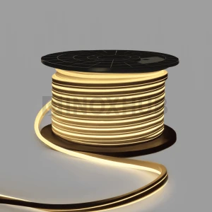 Гибкий Неон INOXHUB 8×16мм, односторонний, бухта 50м, шаг резки 1м, 120 SMD 2835 на метр, 220В, IP65, ТЁПЛЫЙ БЕЛЫЙ фото Иноксхаб