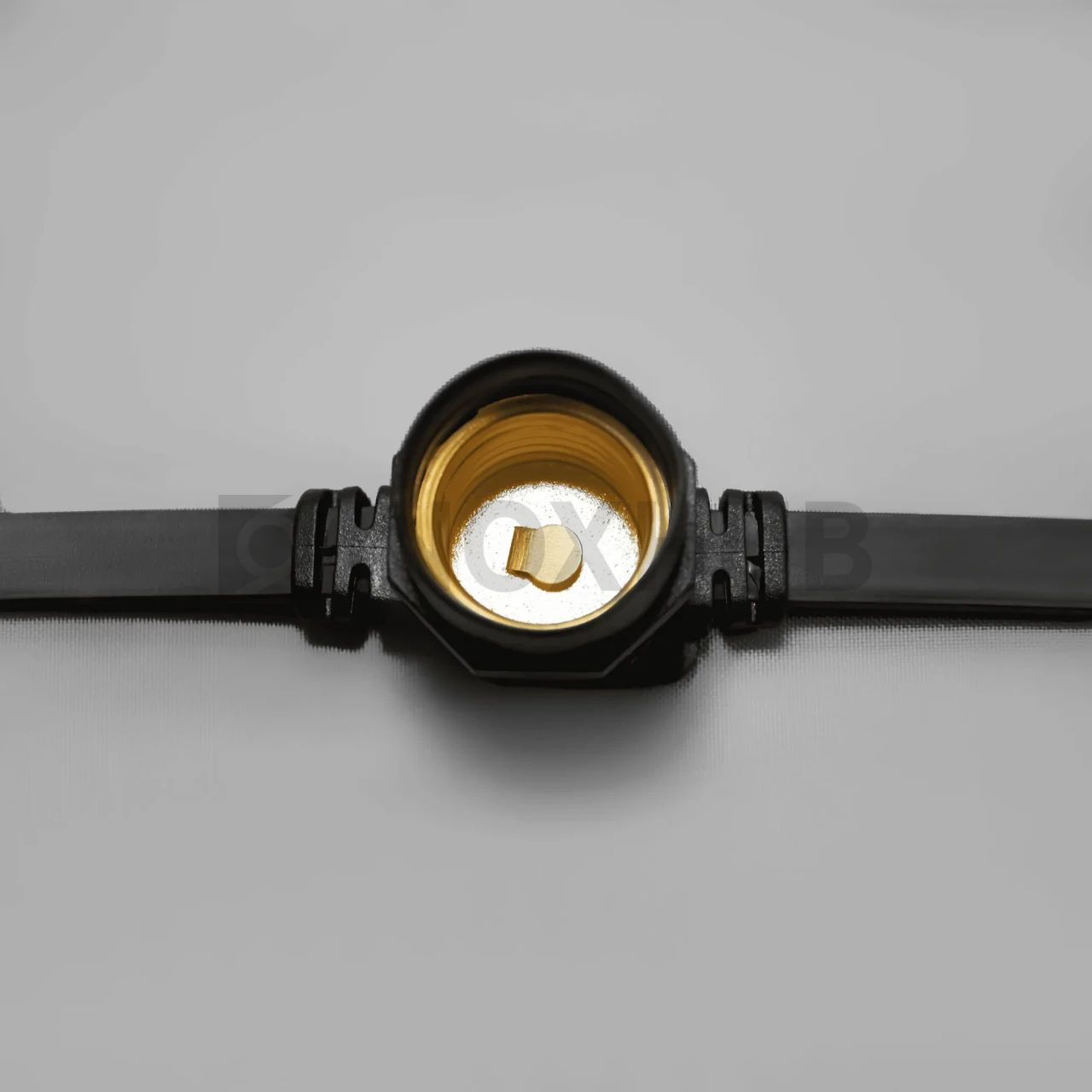 Белт-Лайт INOXHUB, шаг 20см, ЧЁРНЫЙ резиновый двухжильный шлейф, 250 резиновых патронов с латунными контактами, цоколь E27, бухта 50м фото Иноксхаб