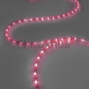 Дюралайт INOXHUB двухжильный 13 мм, круглый, бухта 100м, шаг резки 50см, 36 светодиодов на метр, фиксинг, 24В, IP65, РОЗОВЫЙ фото Иноксхаб