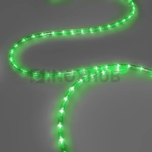 Дюралайт INOXHUB двухжильный 13 мм, круглый, бухта 100м, шаг резки 50см, 36 светодиодов на метр, фиксинг, 24В, IP65, ЗЕЛЕНЫЙ фото Иноксхаб