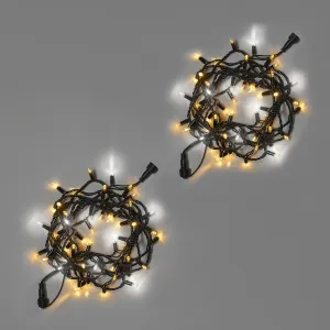 Светодиодная гирлянда INOXHUB Нить 10м, 100 LED, соединяемая, с мерцанием, 220В, IP65, чёрный резиновый провод 2.3мм, ТЁПЛАЯ БЕЛАЯ фото Иноксхаб