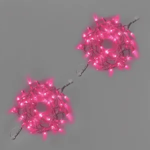 Светодиодная гирлянда INOXHUB Нить 10м, 100 LED, соединяемая, 220В, IP65, прозрачный провод, РОЗОВЫЙ фото Иноксхаб