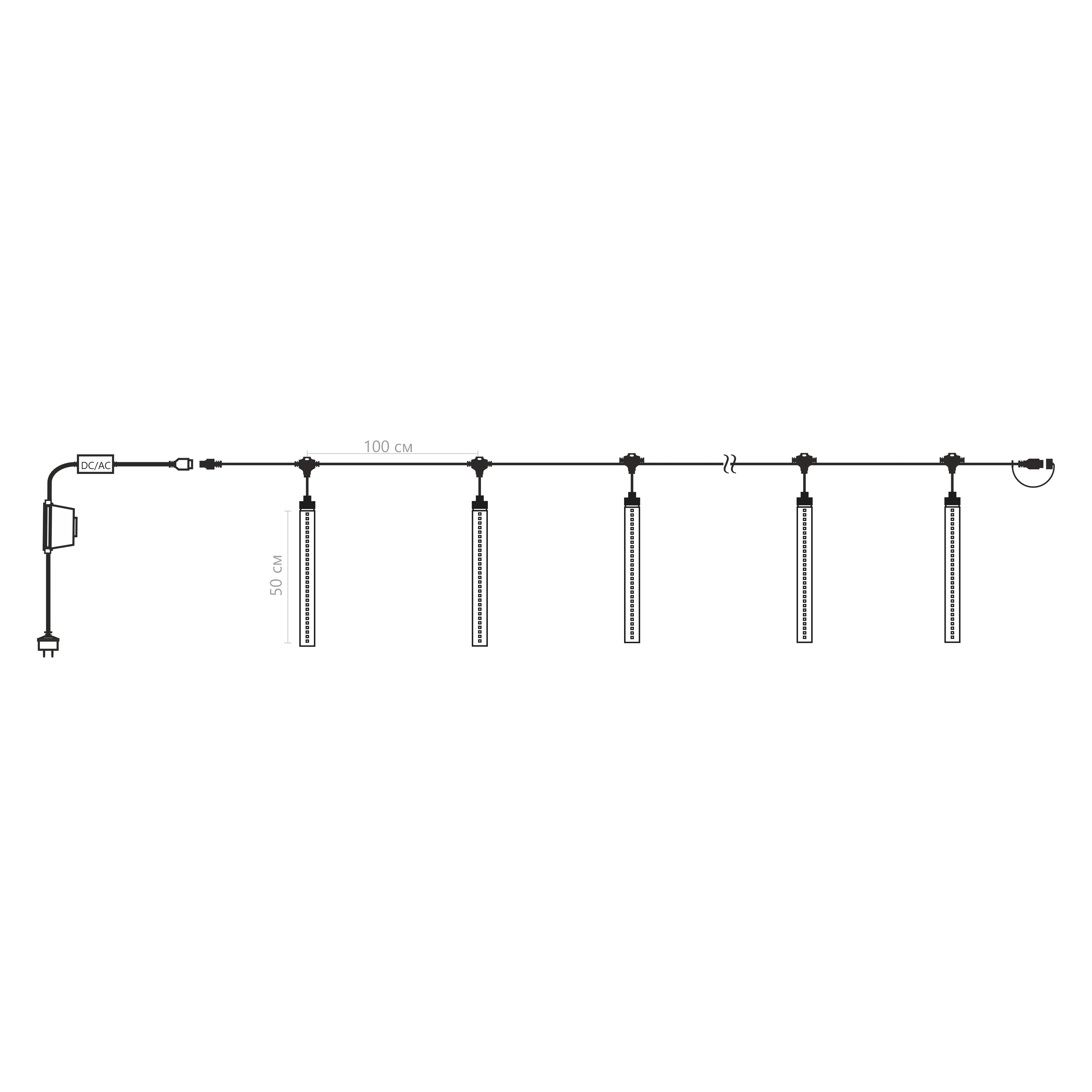 Гирлянда Тающие сосульки INOXHUB, комплект 10 штук, 12В, IP65, 10×0.5м, чёрный ПВХ, БЕЛЫЙ фото Иноксхаб