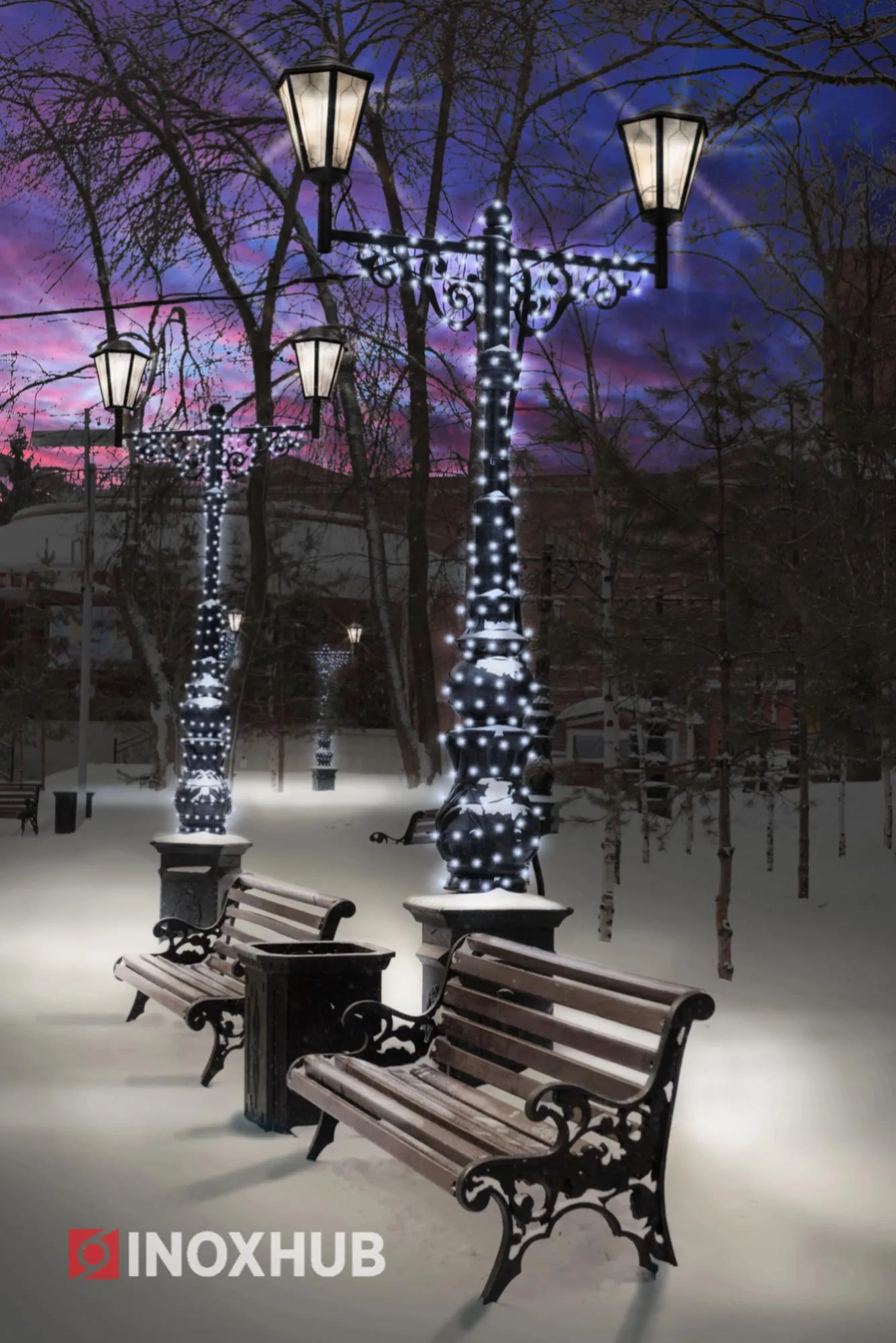 Светодиодная гирлянда INOXHUB Нить 10м, 100 LED, соединяемая, 220В, IP65, чёрный резиновый провод 2.3мм, БЕЛАЯ фото Иноксхаб