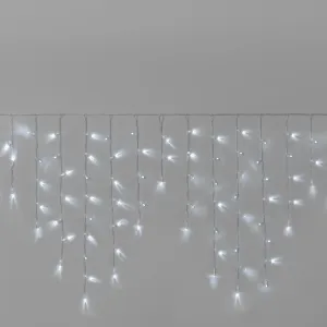 Гирлянда Бахрома INOXHUB 3х0.9м, 144 LED, 220В, IP65, прозрачный провод, БЕЛАЯ фото Иноксхаб