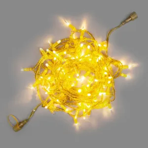 Светодиодная гирлянда INOXHUB Нить 10м, 100 LED, соединяемая, мерцающая тёплым белым, 24В, IP65, золотой резиновый провод 2.3мм, ТЁПЛАЯ БЕЛАЯ фото Иноксхаб