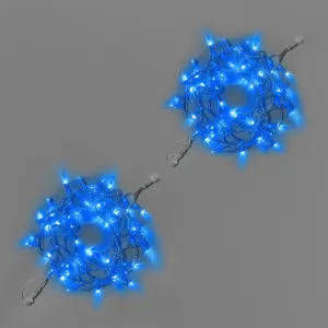 Светодиодная гирлянда INOXHUB Нить 10м, 100 LED, соединяемая, 220В, IP65, прозрачный провод, СИНЯЯ фото Иноксхаб