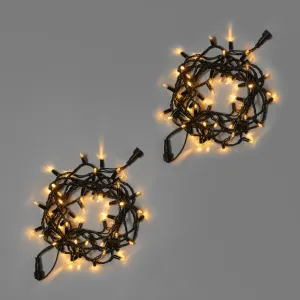 Светодиодная гирлянда INOXHUB Нить 10м, 100 LED, соединяемая, 220В, IP65, чёрный резиновый провод 2.3мм, ТЁПЛАЯ БЕЛАЯ фото Иноксхаб