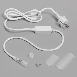 Комплект подключения (5 составляющих) для дюралайта INH-L01-DL-2WH-100-240, с блоком питания 1.5А, до 100 метров, БЕЛЫЙ провод фото Иноксхаб